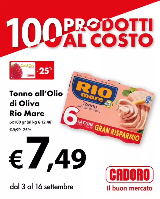 Volantino Cadoro | 100 prodotti al costo | 2026-09-03T00:00:00.000Z - 2026-09-16T00:00:00.000Z