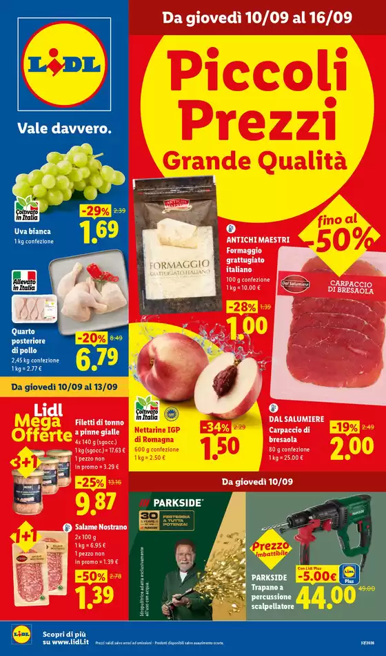 Volantino Lidl a Rapallo | Piccoli prezzi Grande qualità | 2026-09-10T00:00:00.000Z - 2026-09-16T00:00:00.000Z