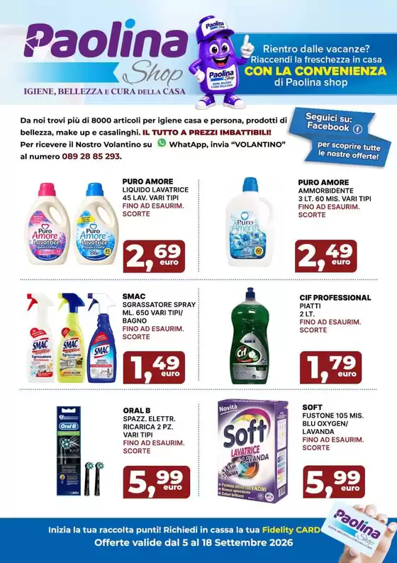 Volantino Paolina Shop a Baiano | Offerte valide dal 5 al 18 settembre 2026 | 2026-09-05T00:00:00.000Z - 2026-09-18T00:00:00.000Z