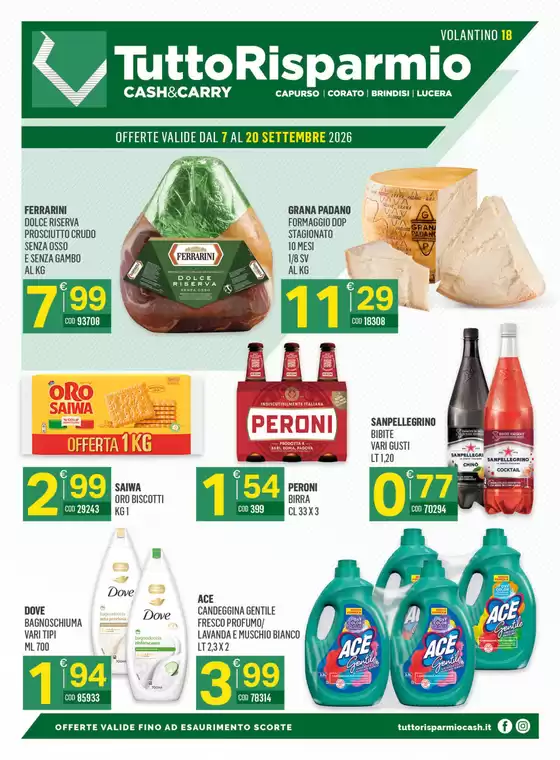 Volantino Tutto Risparmio Cash&Carry | DAL 7 AL 20 SETTEMBRE | 2026-09-07T00:00:00.000Z - 2026-09-20T00:00:00.000Z