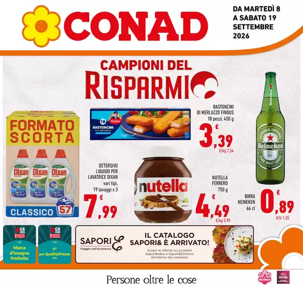 Volantino Conad a Cremosano | CAMPIONI DEL RISPARMIO | 2026-09-08T00:00:00.000Z - 2026-09-19T00:00:00.000Z