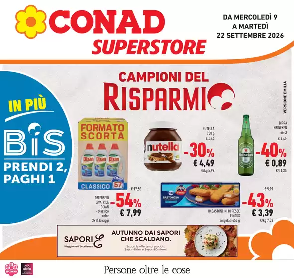 Volantino Conad Superstore a Guastalla | Campioni del risparmio | 2026-09-09T00:00:00.000Z - 2026-09-22T00:00:00.000Z