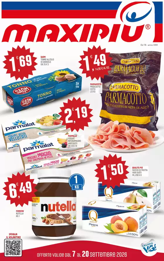 Volantino Maxipiù a Marcellinara | OFFERTE VALIDE DAL 7 AL 20 SETTEMBRE 2026 | 2026-09-07T00:00:00.000Z - 2026-09-20T00:00:00.000Z