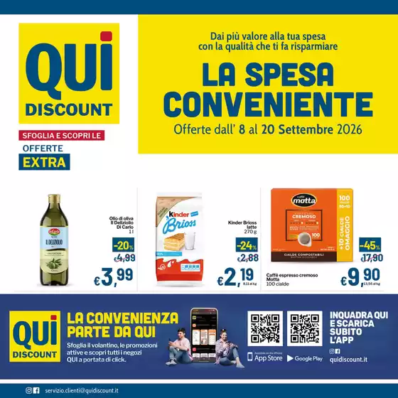 Volantino Qui Discount | Dall 8 al 20 settembre 2026 | 2026-09-08T00:00:00.000Z - 2026-09-20T00:00:00.000Z