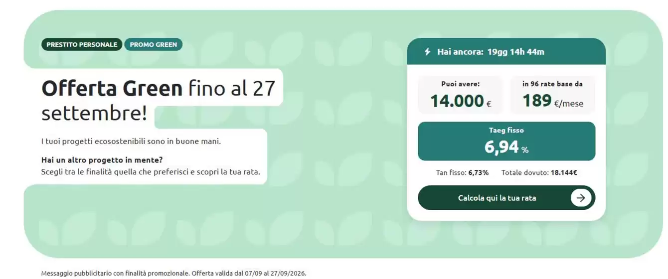 Volantino Findomestic a Torreglia | Prestito personale | 2026-09-08T00:00:00.000Z - 2026-09-27T00:00:00.000Z