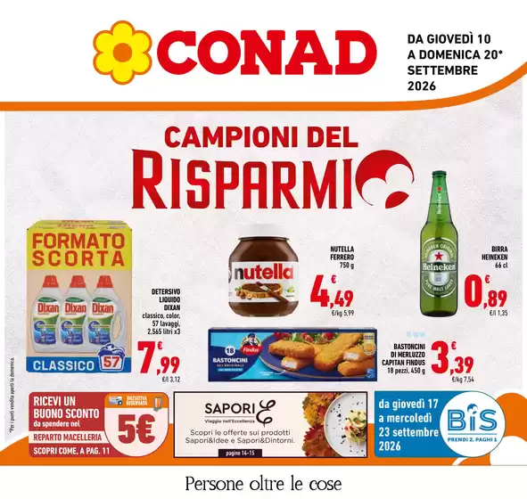Volantino Conad a Saludecio | Campioni del risparmio | 2026-09-10T00:00:00.000Z - 2026-09-20T00:00:00.000Z
