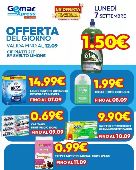 Volantino Gemar Detersivi | Le migliori offerte per gli acquirenti parsimoniosi | 2026-09-07T00:00:00.000Z - 2026-09-12T00:00:00.000Z