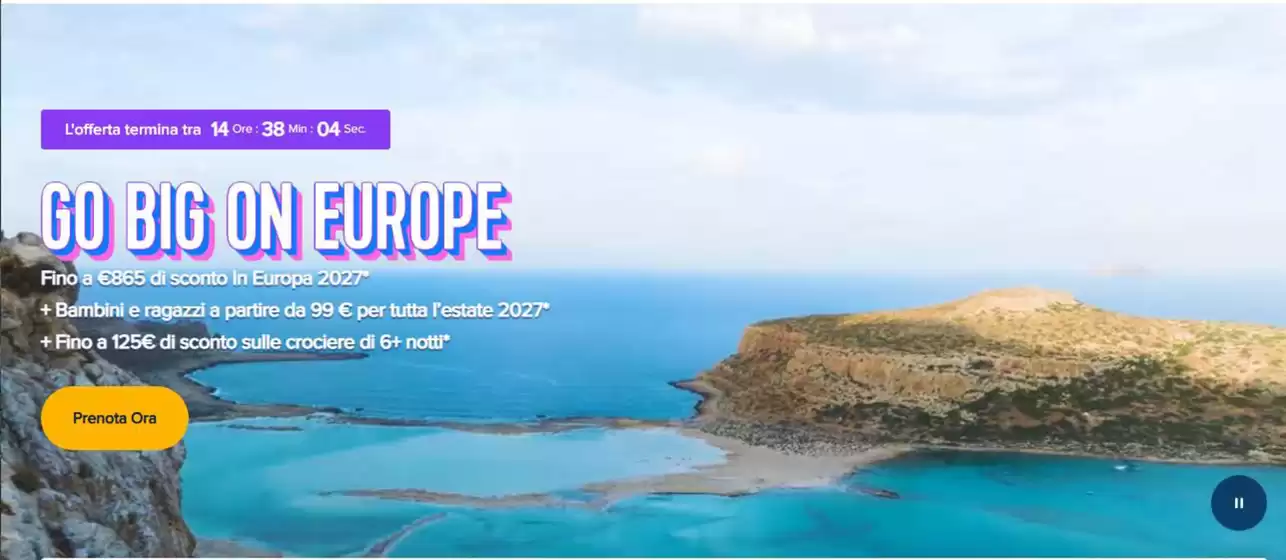 Volantino Royal Caribbean a Catania | Go big on europe | 2026-09-08T00:00:00.000Z - 2026-09-12T00:00:00.000Z