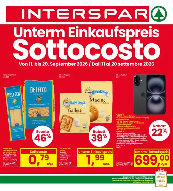 Volantino Interspar | Sottocosto | 2026-09-11T00:00:00.000Z - 2026-09-20T00:00:00.000Z