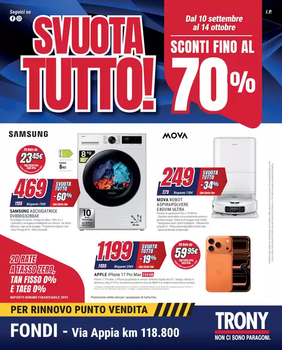 Volantino Trony | SVUOTA TUTTO! | 2026-09-10T00:00:00.000Z - 2026-10-14T00:00:00.000Z