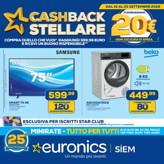 Volantino Euronics a Mandela | Cashback stellare | 2026-09-10T00:00:00.000Z - 2026-09-23T00:00:00.000Z