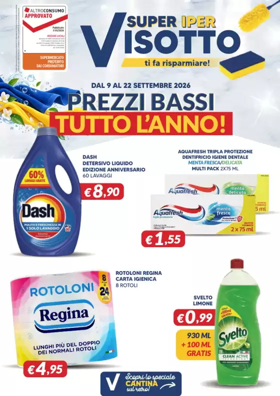 Volantino Supermercati Visotto | PREZZI BASSI TUTTO L'ANNO! | 2026-09-09T00:00:00.000Z - 2026-09-22T00:00:00.000Z