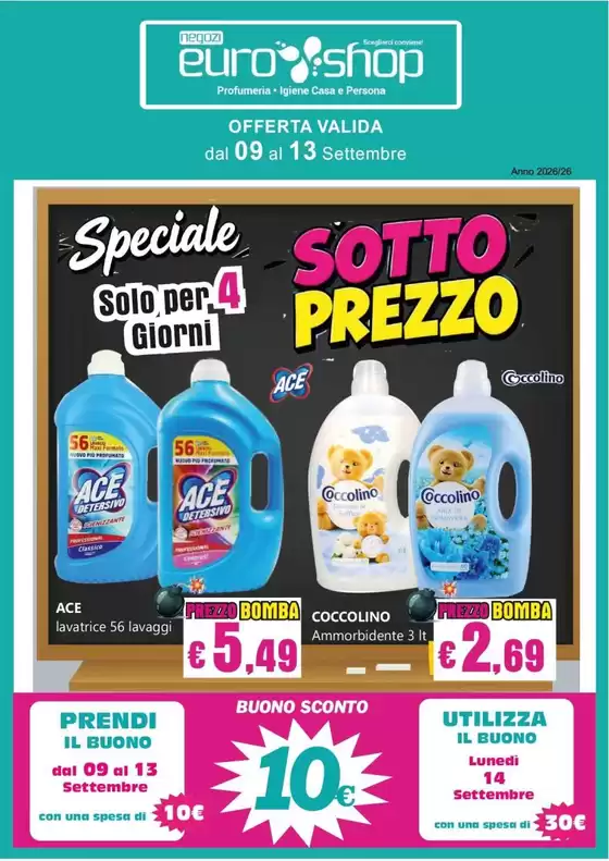 Volantino Euro Shop a Zelbio | Sottoprezzo | 2026-09-09T00:00:00.000Z - 2026-09-13T00:00:00.000Z