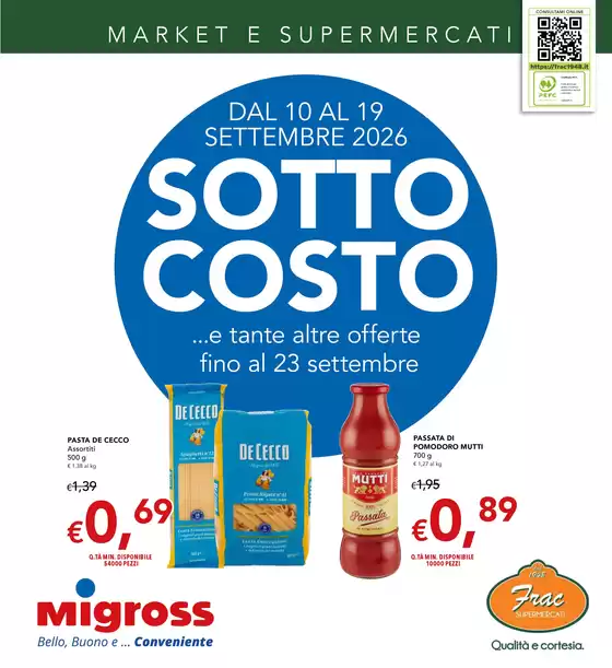 Volantino Migross Supermercati & Market a Grezzana | Sotto costo | 2026-09-10T00:00:00.000Z - 2026-09-23T00:00:00.000Z