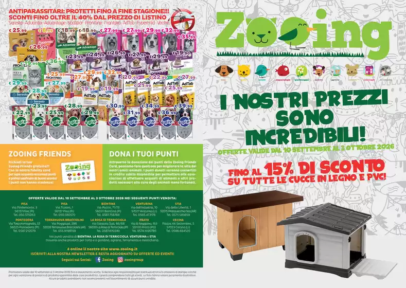 Volantino Zooing a Pisa | Pieghevole zooing offerte | 2026-09-10T00:00:00.000Z - 2026-10-03T00:00:00.000Z