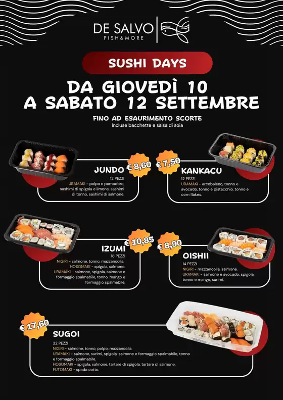 Volantino Pescheria De Salvo a Paliano | Sushi days | 2026-09-10T00:00:00.000Z - 2026-09-12T00:00:00.000Z