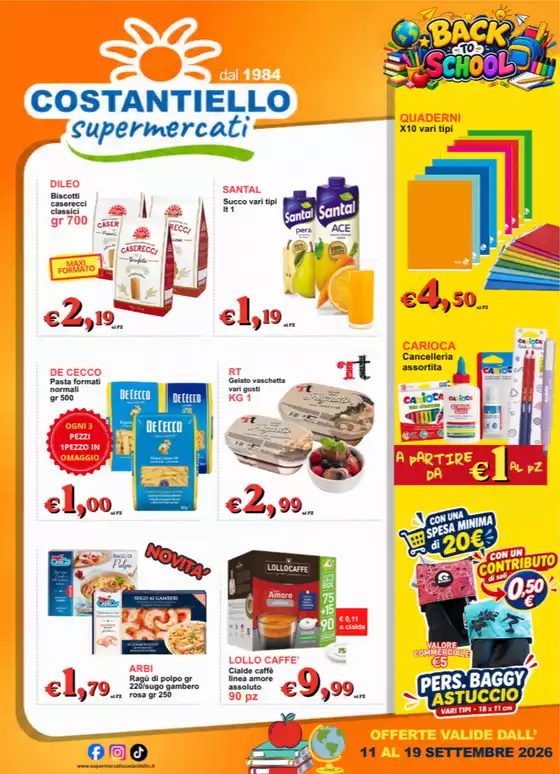 Volantino Costantiello supermercati | Back to school | 2026-09-11T00:00:00.000Z - 2026-09-19T00:00:00.000Z