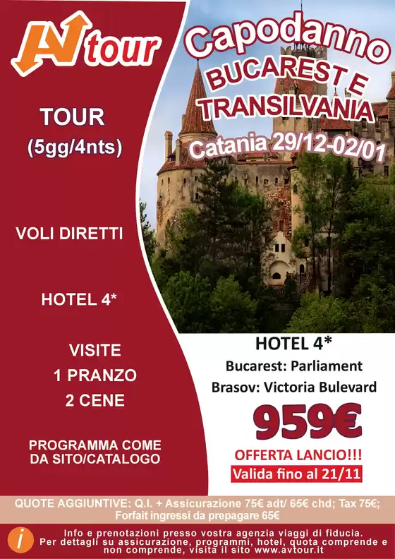 Volantino Av Tour a Montegranaro | TOUR BUCAREST E TRANSILVANIA CAPODANNO | 2026-12-29T00:00:00.000Z - 2027-01-02T00:00:00.000Z