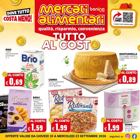 Volantino Mercati Alimentari | Tutto al costo | 2026-09-10T00:00:00.000Z - 2026-09-23T00:00:00.000Z