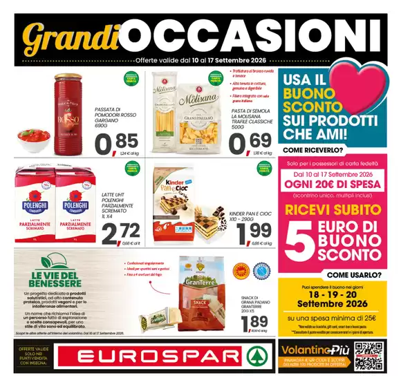 Volantino Eurospar a Castello di Cisterna | Grandi occasioni | 2026-09-10T00:00:00.000Z - 2026-09-17T00:00:00.000Z