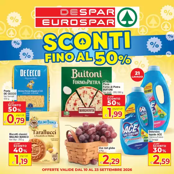 Volantino Eurospar a | Sconti fino al 50% | 2026-09-10T00:00:00.000Z - 2026-09-23T00:00:00.000Z