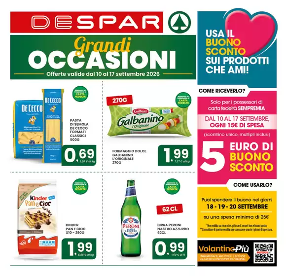 Volantino Despar a Vellezzo Bellini | Grandi occasioni | 2026-09-10T00:00:00.000Z - 2026-09-17T00:00:00.000Z