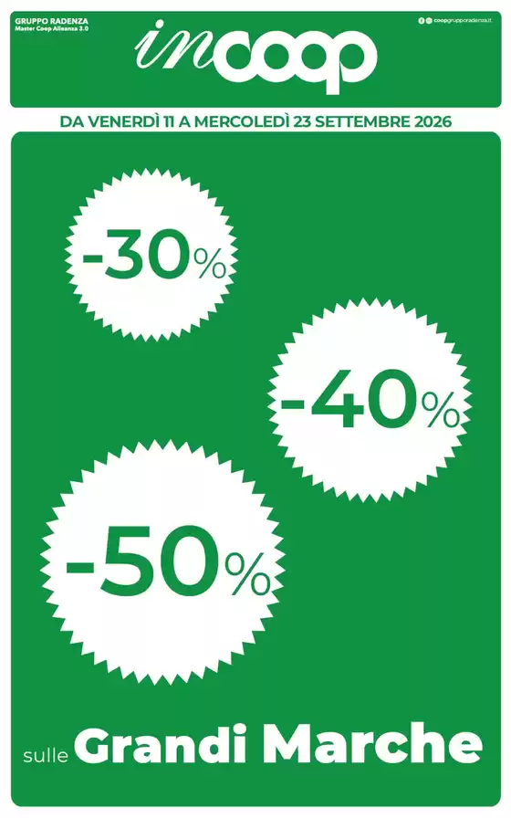 Volantino Coop a Pescia | 30% 40% 50% sulle Grandi Marche | 2026-09-11T00:00:00.000Z - 2026-09-23T00:00:00.000Z