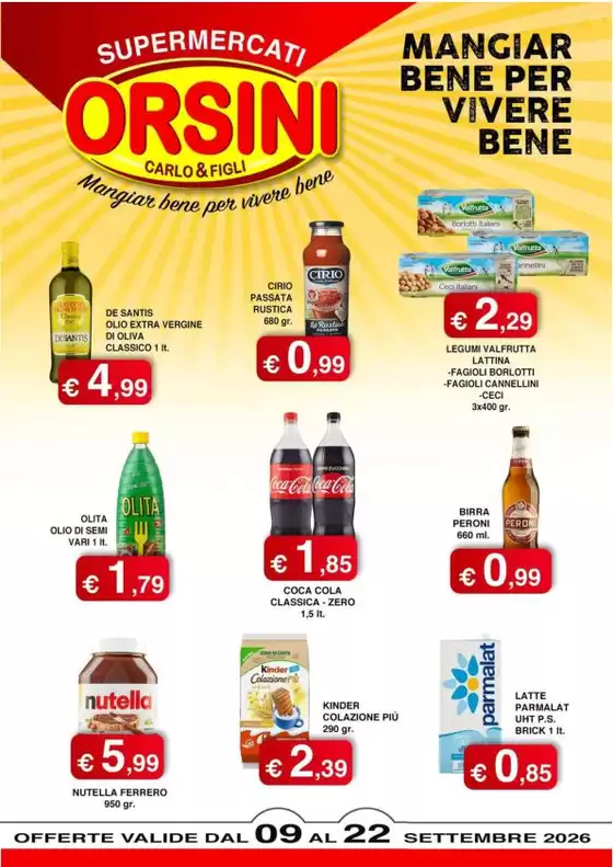 Volantino Orsini Market | Offerte valide dal 09 al 22 settembre 2026 | 2026-09-09T00:00:00.000Z - 2026-09-22T00:00:00.000Z