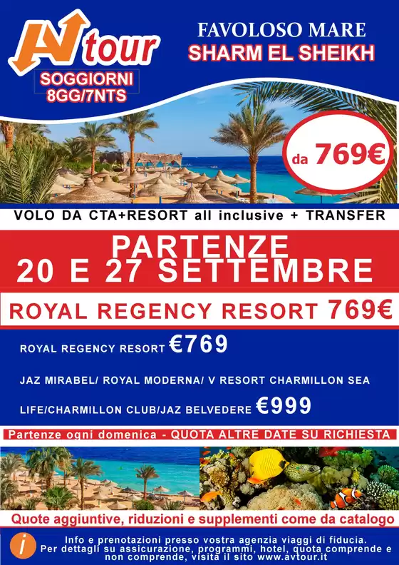 Volantino Av Tour a Quercianella | OFFERTA SHARM PARTENZE 20.09 E 27.09 | 2026-09-20T00:00:00.000Z - 2026-09-27T00:00:00.000Z