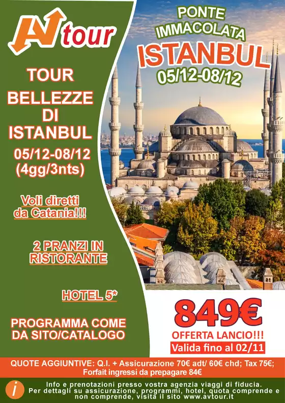 Volantino Av Tour a Quercianella | IMMACOLATA ISTANBUL | 2026-12-05T00:00:00.000Z - 2026-12-08T00:00:00.000Z