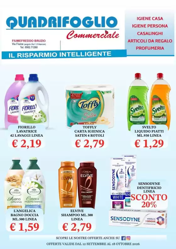 Volantino Quadrifoglio Commerciale a Borore | Il risparmio intelligente | 2026-09-14T00:00:00.000Z - 2026-10-18T00:00:00.000Z