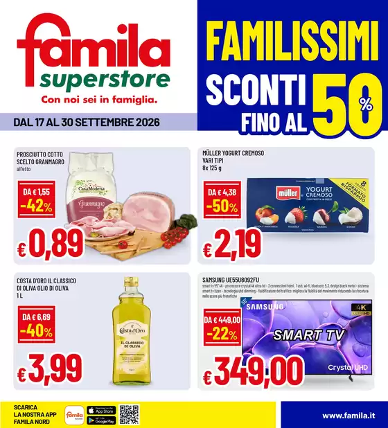 Volantino Famila Superstore | Sconti fino al 50% | 2026-09-17T00:00:00.000Z - 2026-09-30T00:00:00.000Z