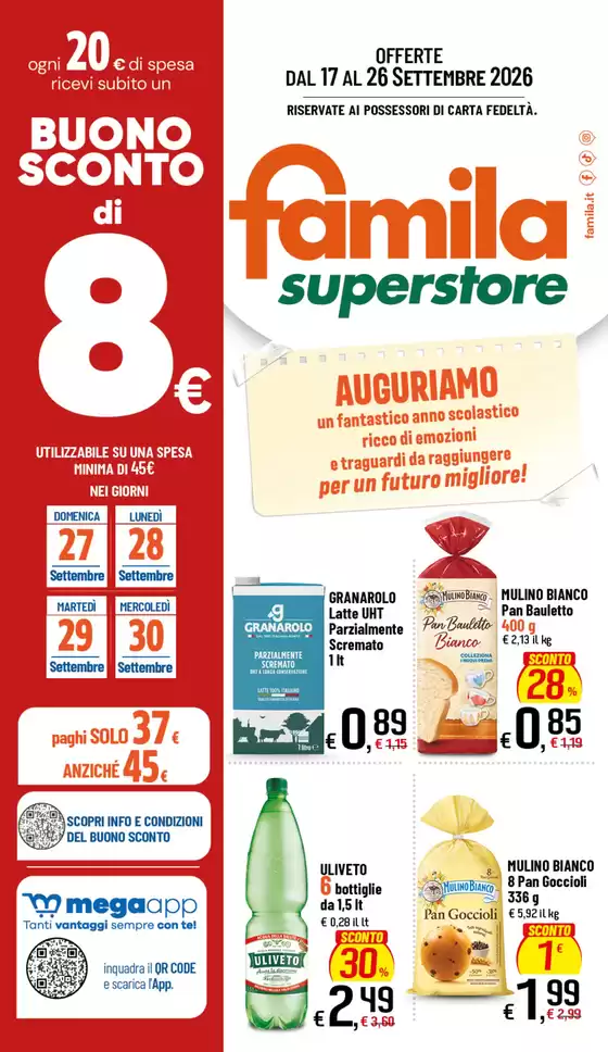 Volantino Famila a | Offerte | 2026-09-17T00:00:00.000Z - 2026-09-26T00:00:00.000Z