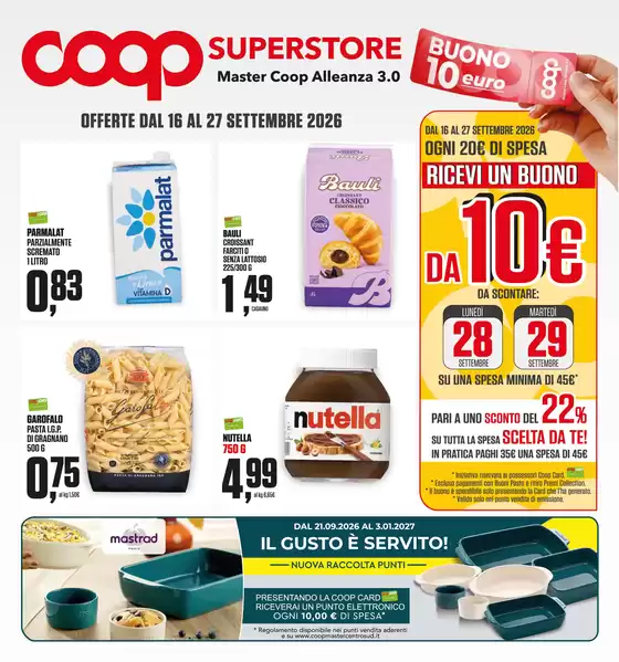 Volantino Superstore Coop a San Bartolomeo In Bosco | OFFERTE VALIDE DAL 16 AL 27 SETTEMBRE 2026 | 2026-09-16T00:00:00.000Z - 2027-01-03T00:00:00.000Z