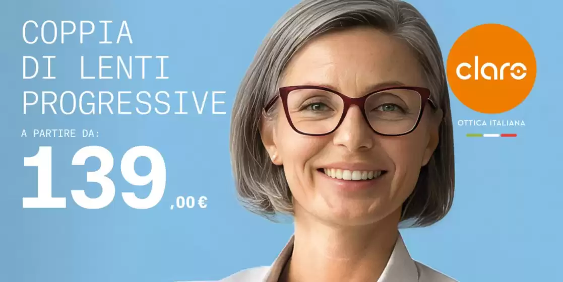 Volantino Ottica Claro | Coppia di lenti progressive | 2026-09-15T00:00:00.000Z - 2026-09-30T00:00:00.000Z