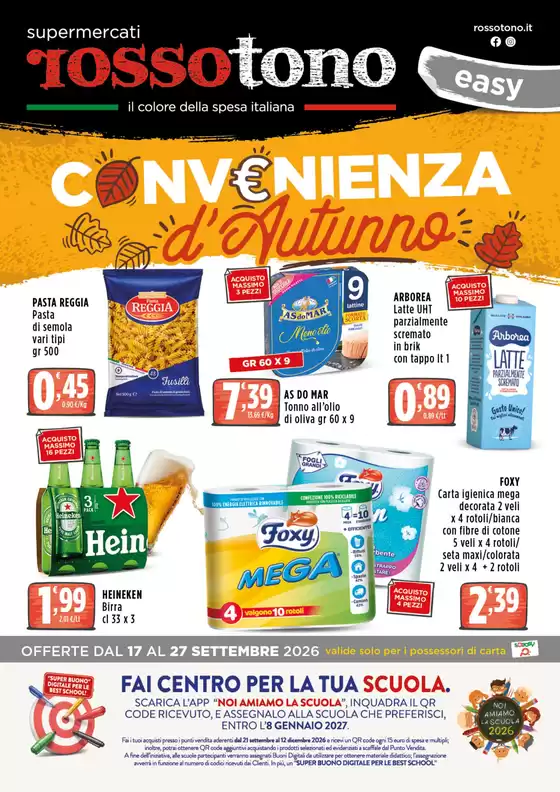 Volantino Supermercati Rossotono Easy a Comiso | Convenienza d'Autunno | 2026-09-17T00:00:00.000Z - 2026-09-27T00:00:00.000Z