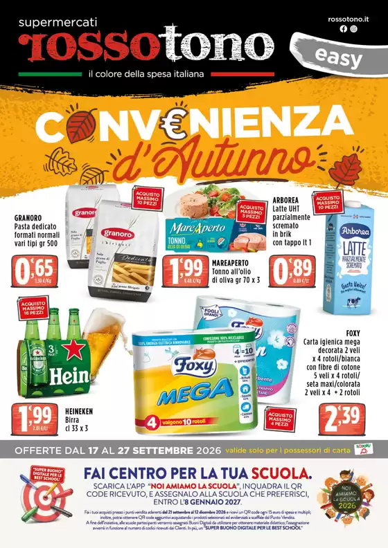 Volantino Supermercati Rossotono Easy a Ischitella | Convenienza d'Autunno | 2026-09-17T00:00:00.000Z - 2026-09-27T00:00:00.000Z