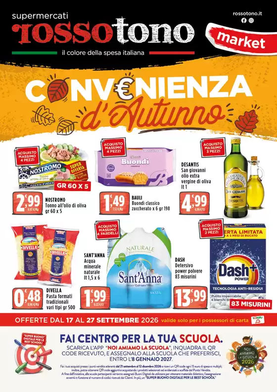Volantino Supermercati Rossotono Market a Comiso | Convenienza d'Autunno | 2026-09-17T00:00:00.000Z - 2026-09-27T00:00:00.000Z