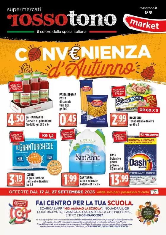 Volantino Supermercati Rossotono Market a Napoli | Convenienza d'Autunno | 2026-09-17T00:00:00.000Z - 2026-09-27T00:00:00.000Z