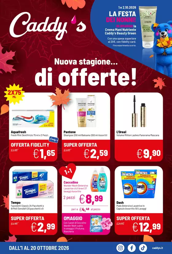 Volantino Caddy's | Nuova stagione… di offerte! | 2026-10-01T00:00:00.000Z - 2026-10-20T00:00:00.000Z
