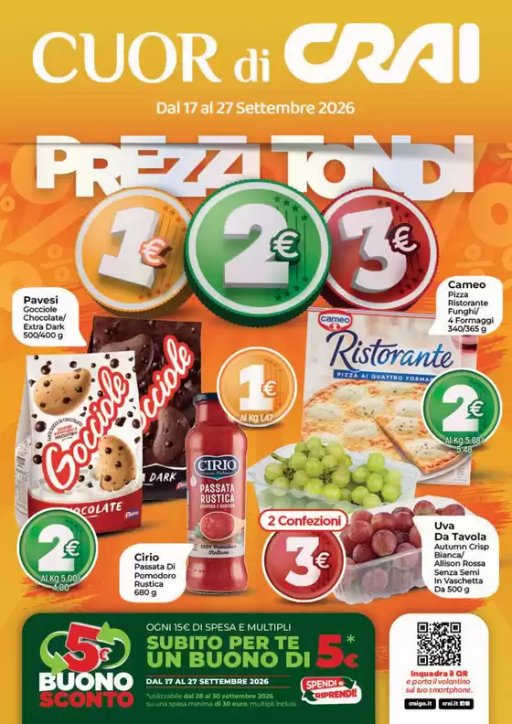 Volantino Crai a Roma | Prezzi tondi | 2026-09-17T00:00:00.000Z - 2026-09-27T00:00:00.000Z