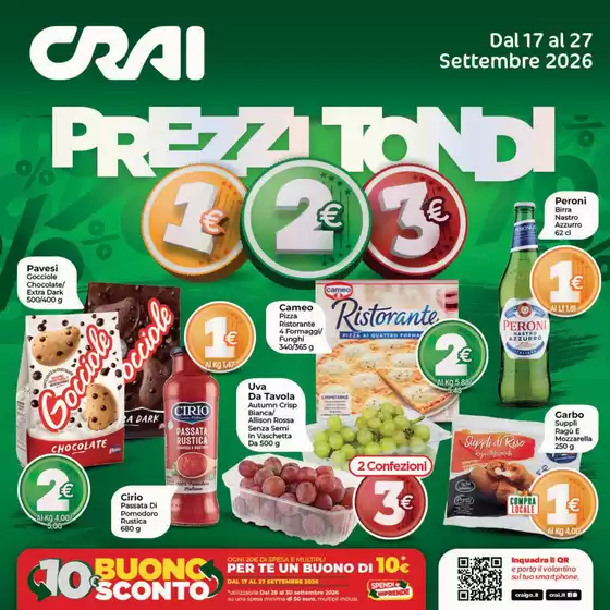 Volantino Crai a Velletri | Prezzi tondi | 2026-09-17T00:00:00.000Z - 2026-09-27T00:00:00.000Z