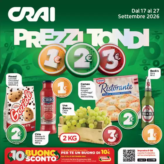 Volantino Crai a Bruino | Prezzi tondi | 2026-09-17T00:00:00.000Z - 2026-09-27T00:00:00.000Z