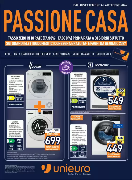 Volantino Unieuro a Piadena Drizzona | Passione casa da Unieuro! | 2026-09-18T00:00:00.000Z - 2026-10-04T00:00:00.000Z