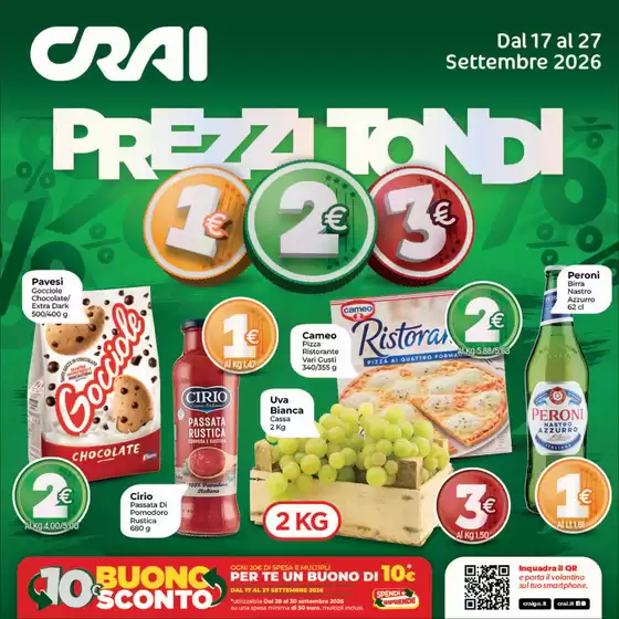 Volantino Crai a Assemini | Prezzi tondi | 2026-09-17T00:00:00.000Z - 2026-09-27T00:00:00.000Z