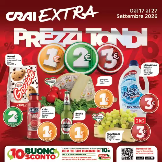 Volantino Crai a Fontanafredda | Prezzi tondi | 2026-09-17T00:00:00.000Z - 2026-09-27T00:00:00.000Z
