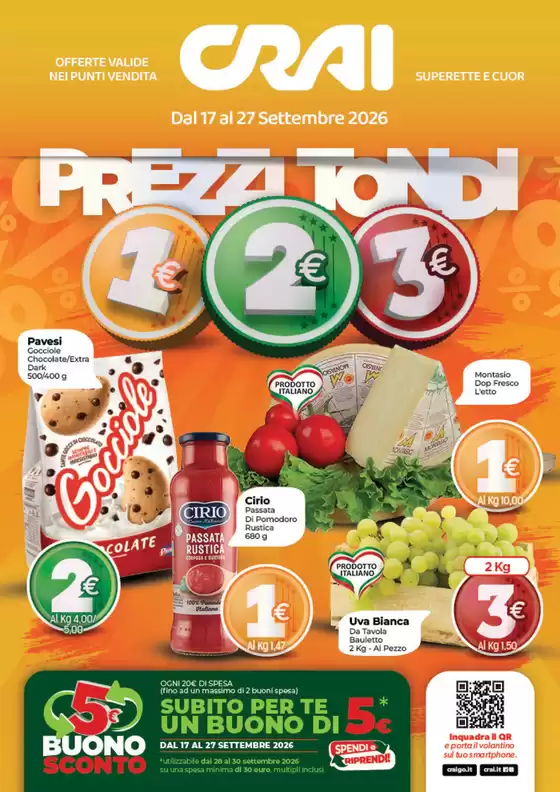 Volantino Crai a | Prezzi tondi | 2026-09-17T00:00:00.000Z - 2026-09-27T00:00:00.000Z