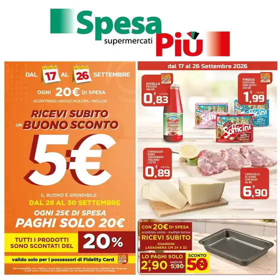 Volantino SpesaPiù Supermercati | Dal 17 al 26 settembre 2026 | 2026-09-17T00:00:00.000Z - 2026-09-30T00:00:00.000Z