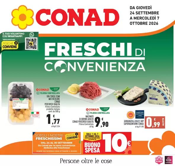 Volantino Conad a Carcare | Freschi di convenienza | 2026-09-24T00:00:00.000Z - 2026-10-07T00:00:00.000Z
