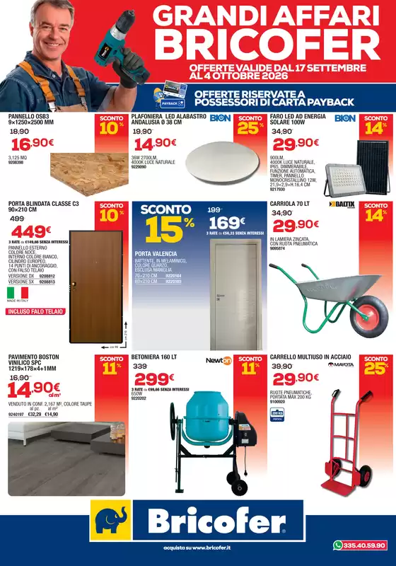 Volantino Bricofer a Tortolì | Grandi affari bricofer | 2026-09-17T00:00:00.000Z - 2026-10-04T00:00:00.000Z